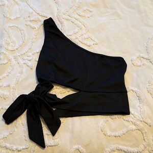Black One-Shoulder Tie Top